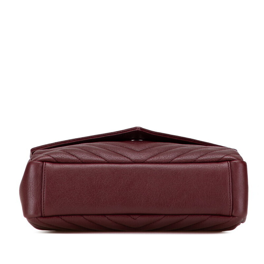 Saint Laurent YSL logo college bag handbag shoulder Wine Red red silver leather - Picture 3 of 9
